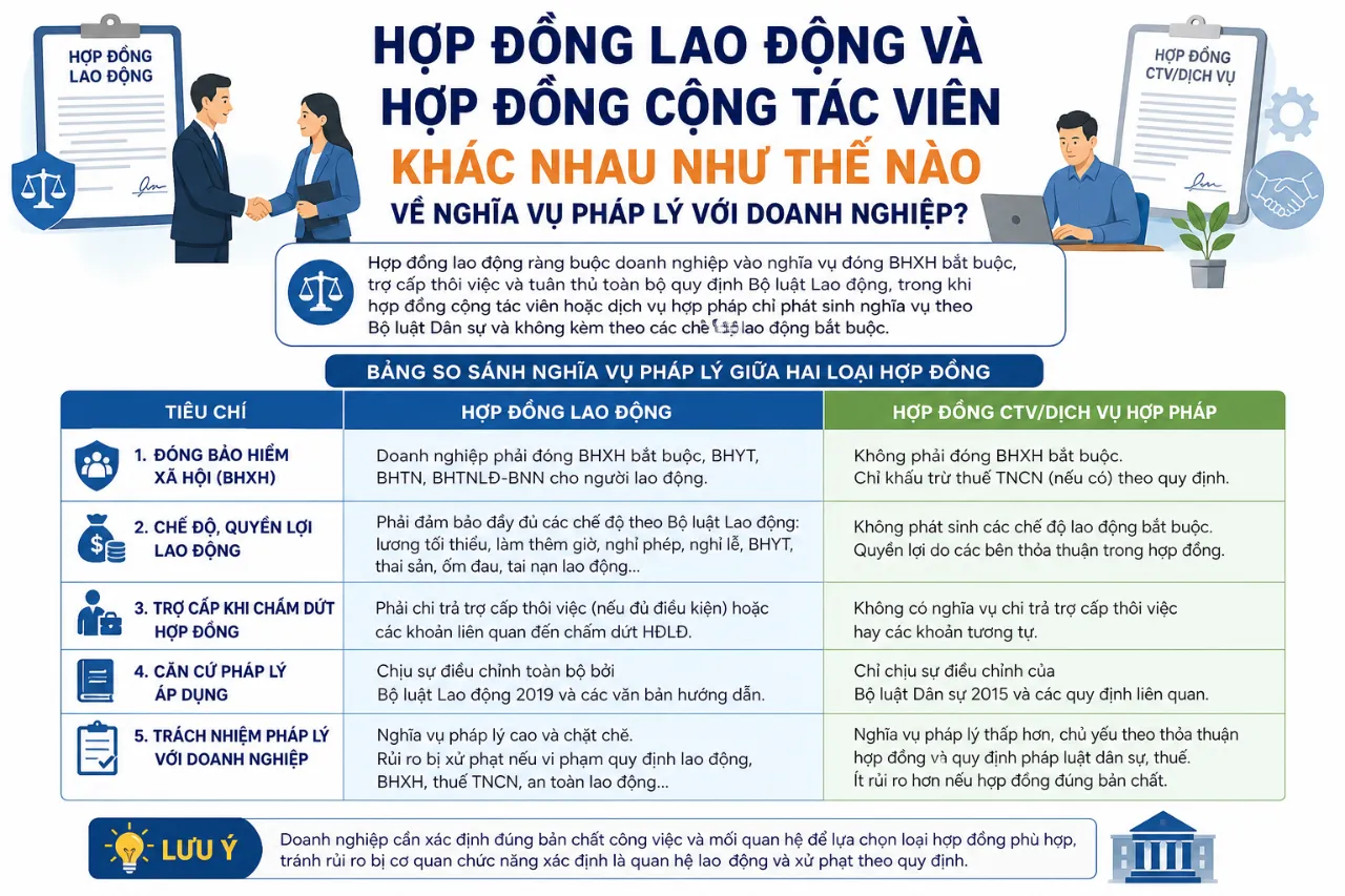 Hợp Đồng Lao Động Và Hợp Đồng Cộng Tác Viên Khác Nhau Như Thế Nào Về Nghĩa Vụ Pháp Lý Với Doanh Nghiệp?