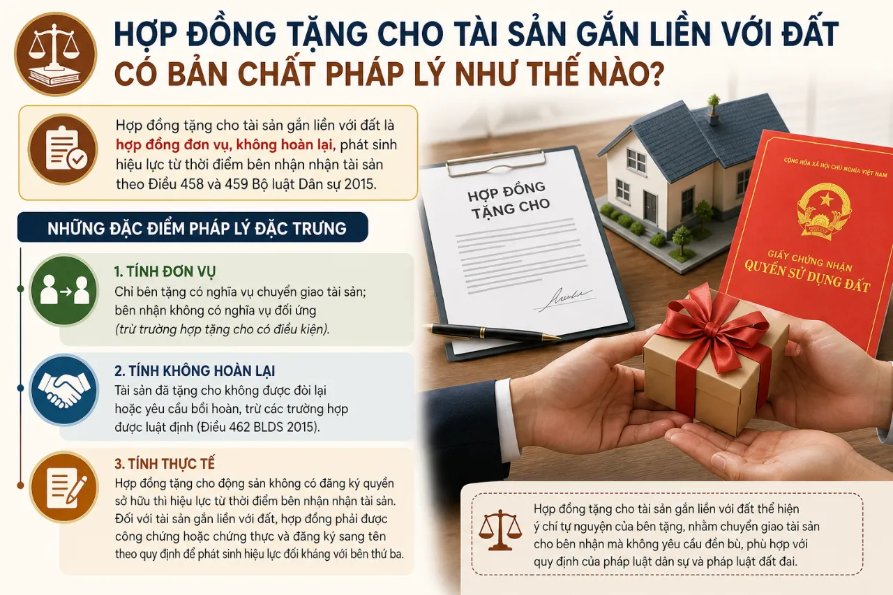 Hợp đồng tặng cho tài sản gắn liền với đất có bản chất pháp lý như thế nào?