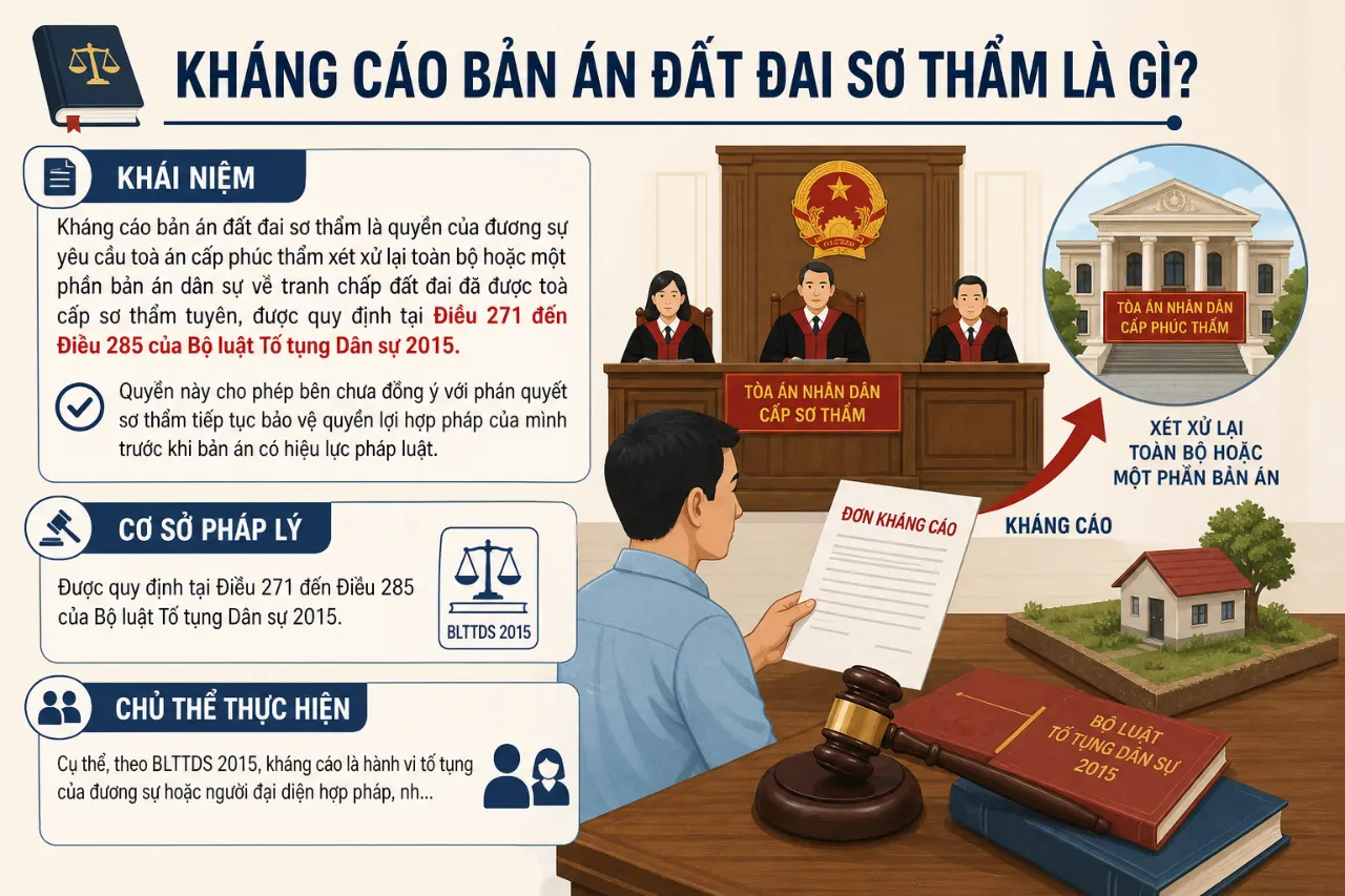 Hướng dẫn Thủ Tục Kháng Cáo Bản Án Đất Đai Sơ Thẩm: Đơn, Hồ Sơ & Thời Hạn Nộp