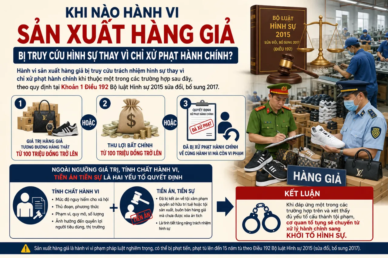 Khi Nào Hành Vi Sản Xuất Hàng Giả Bị Truy Cứu Hình Sự Thay Vì Chỉ Xử Phạt Hành Chính?