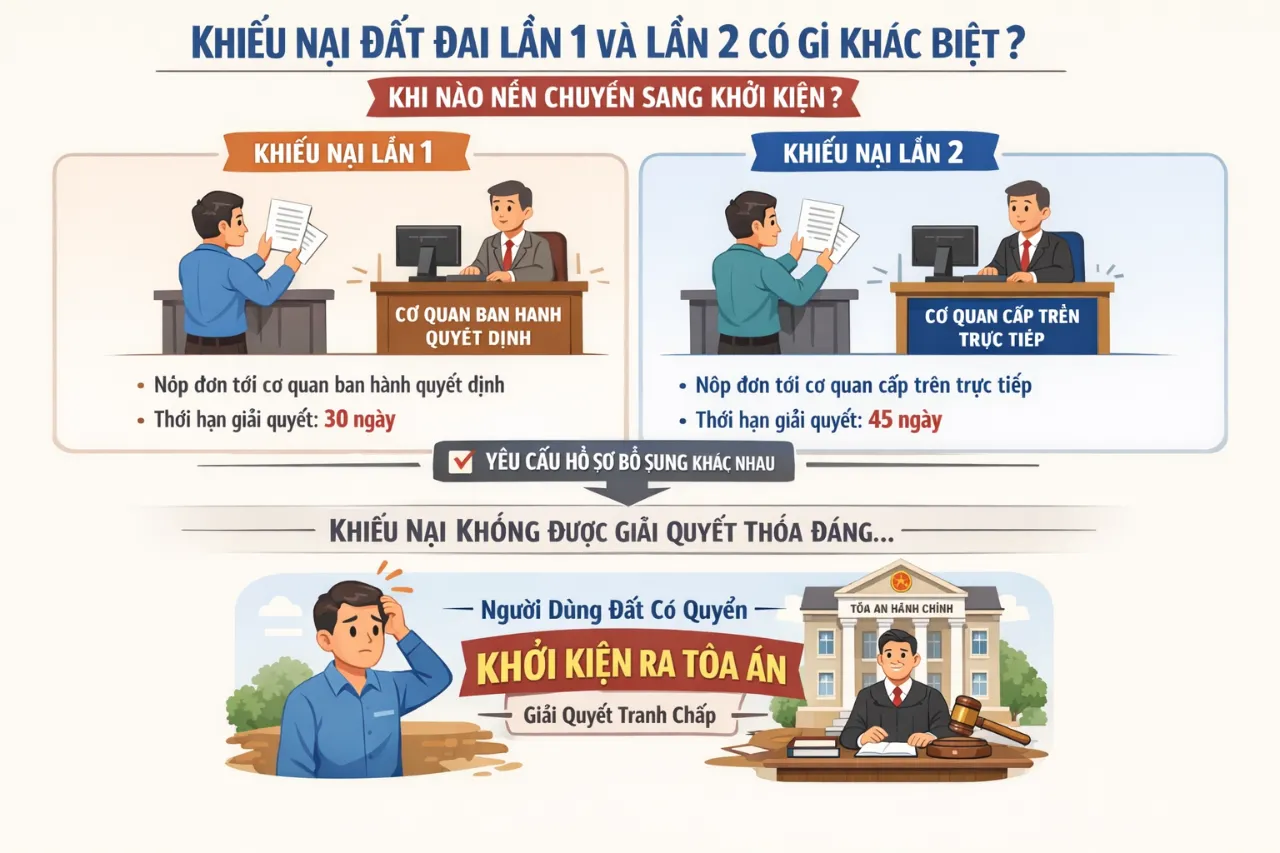 Khiếu Nại Đất Đai Lần 1 Và Lần 2 Có Gì Khác Biệt Và Khi Nào Nên Chuyển Sang Khởi Kiện?