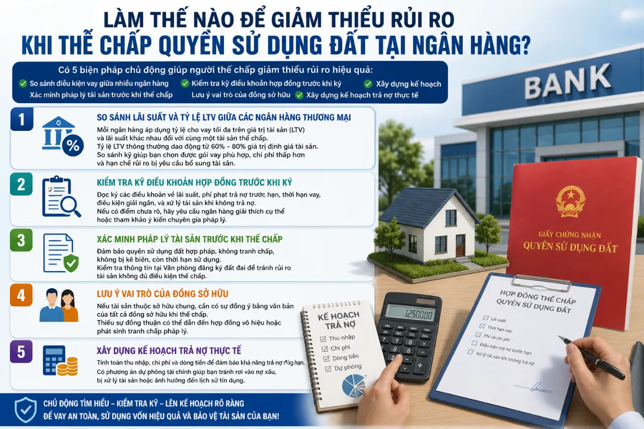 Làm thế nào để giảm thiểu rủi ro khi thế chấp quyền sử dụng đất tại ngân hàng?