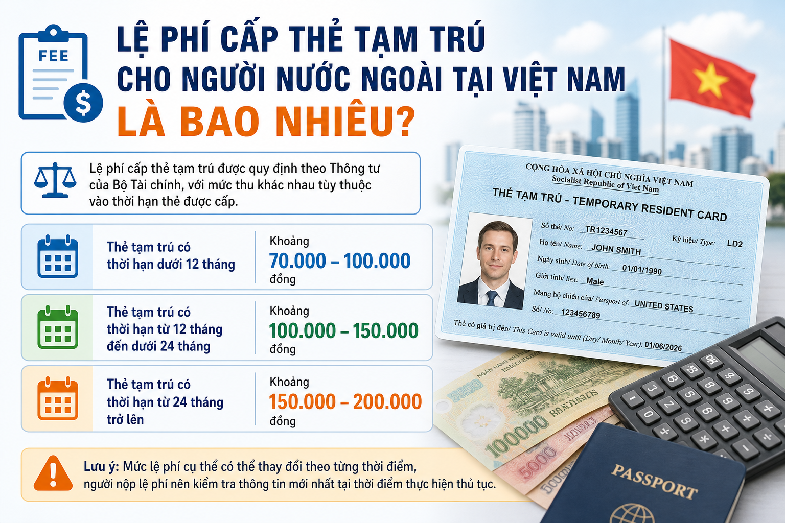 Lệ Phí Cấp Thẻ Tạm Trú Cho Người Nước Ngoài Tại Việt Nam Là Bao Nhiêu?