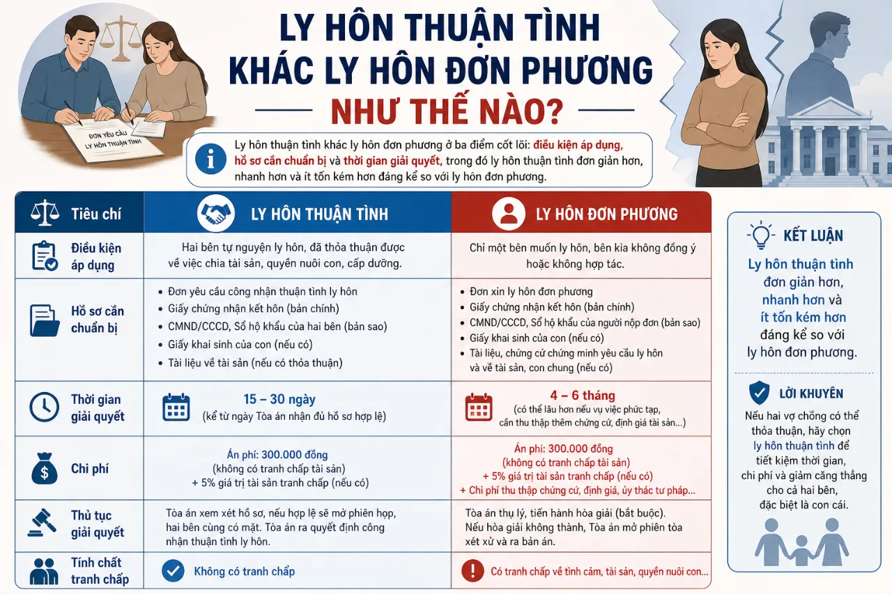 Ly Hôn Thuận Tình Khác Ly Hôn Đơn Phương Như Thế Nào?
