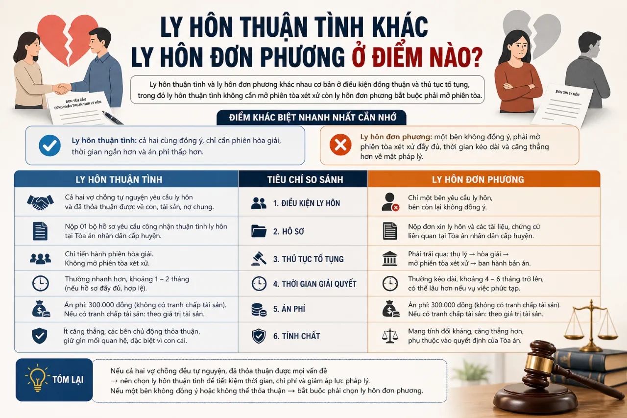 Ly Hôn Thuận Tình Khác Ly Hôn Đơn Phương Ở Điểm Nào?