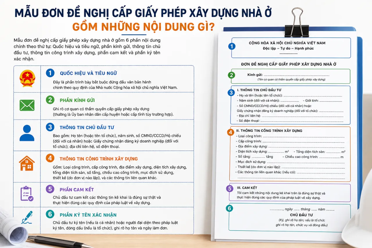 Mẫu Đơn Đề Nghị Cấp Giấy Phép Xây Dựng Nhà Ở Gồm Những Nội Dung Gì?