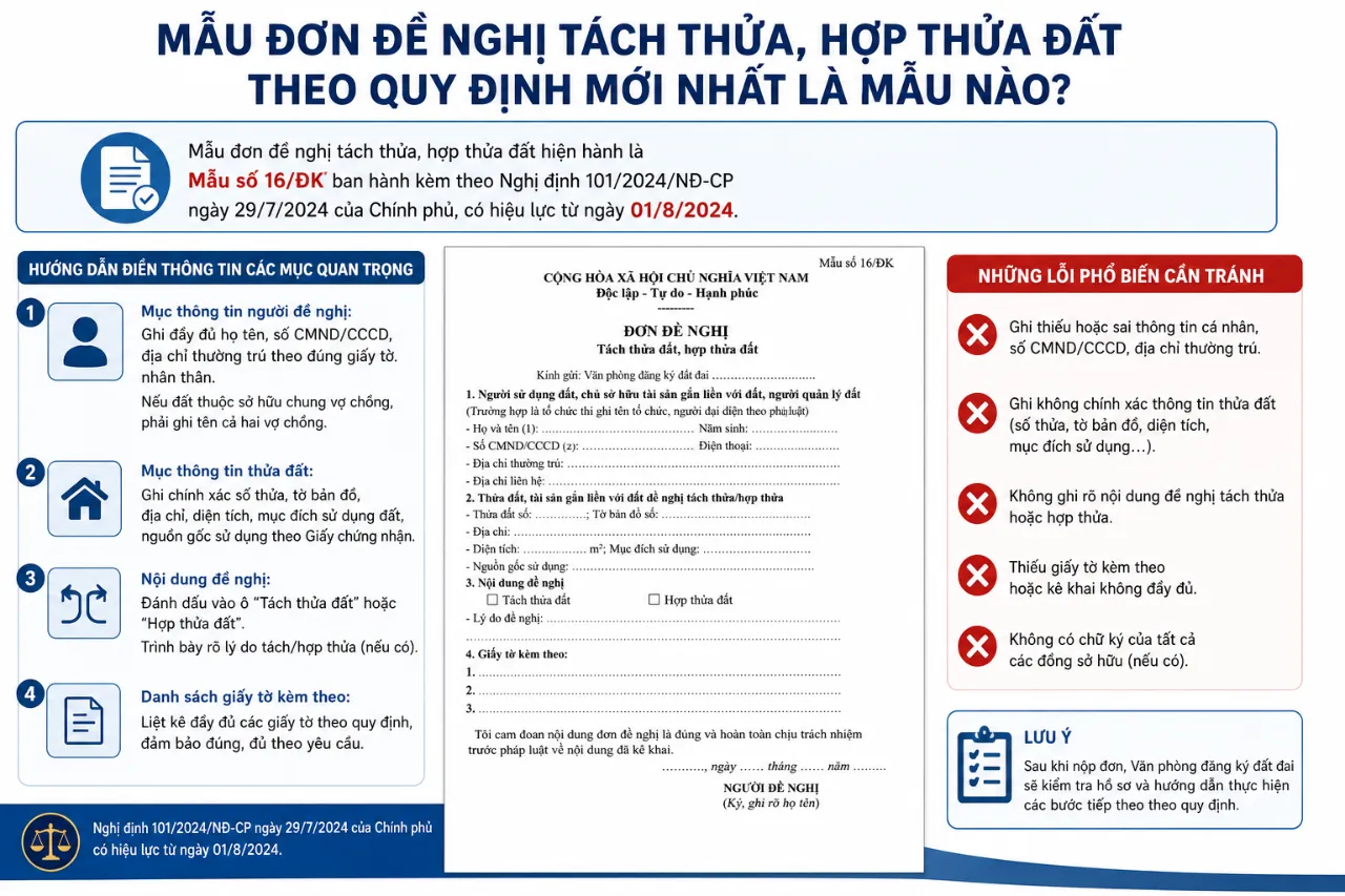 Mẫu Đơn Đề Nghị Tách Thửa, Hợp Thửa Đất Theo Quy Định Mới Nhất Là Mẫu Nào?