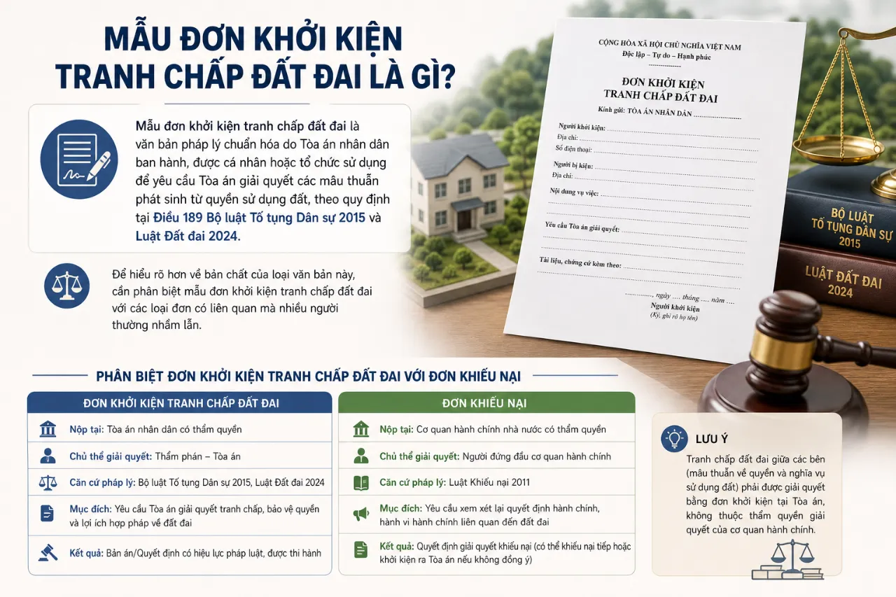 Tải Mẫu Đơn Khởi Kiện Tranh Chấp Đất Đai Mới Nhất 2025 & Hướng Dẫn Soạn Thảo Đúng Quy Định