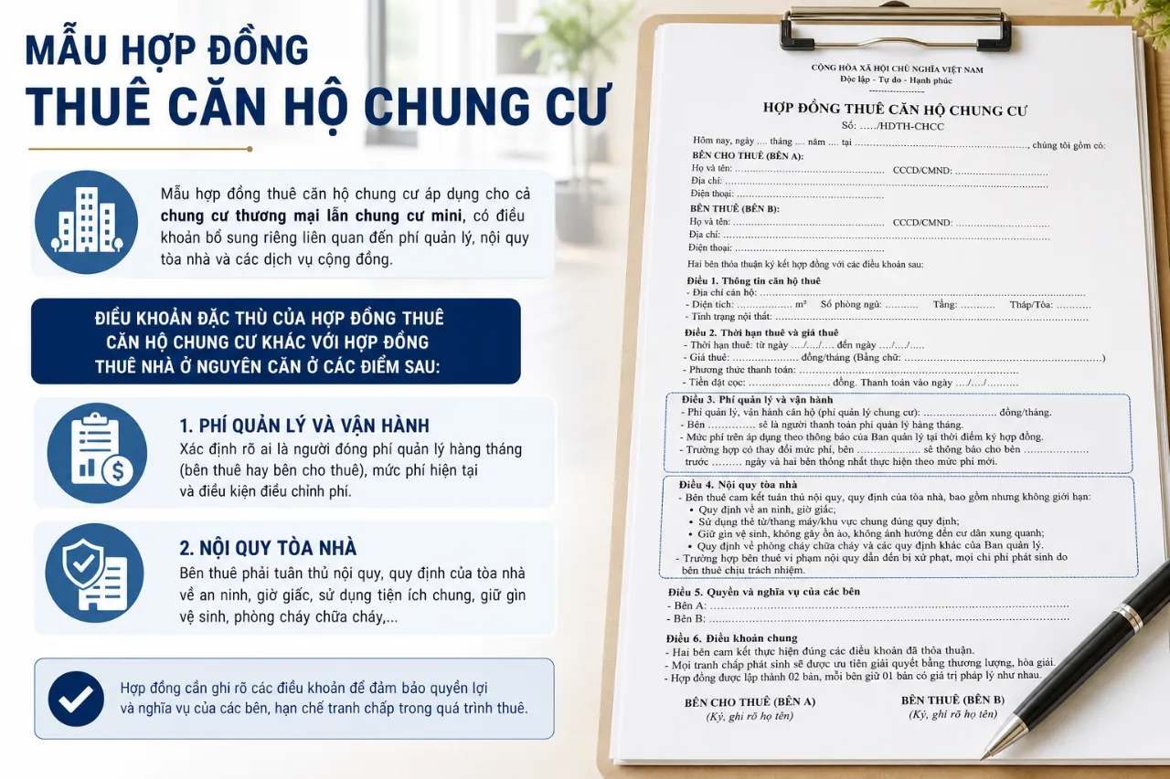 Mẫu Hợp Đồng Thuê Căn Hộ Chung Cư