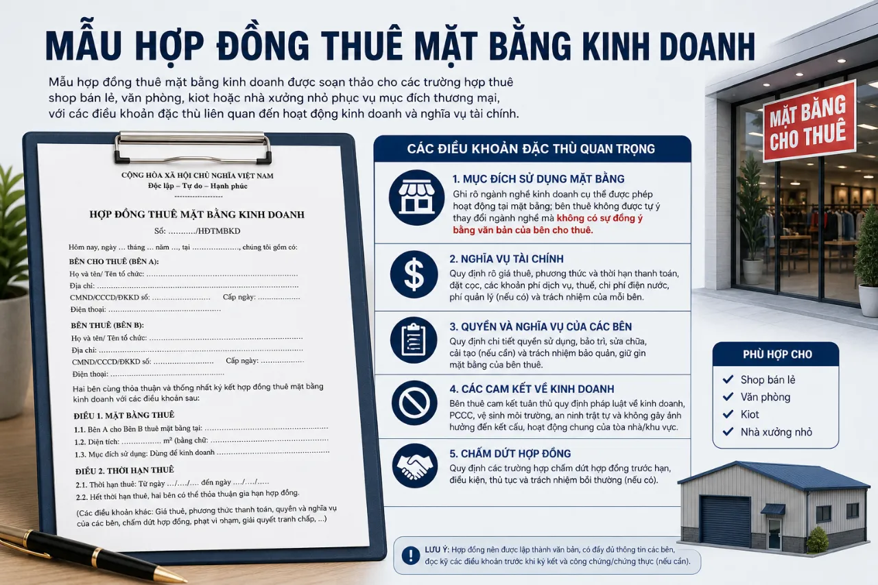 Mẫu Hợp Đồng Thuê Mặt Bằng Kinh Doanh