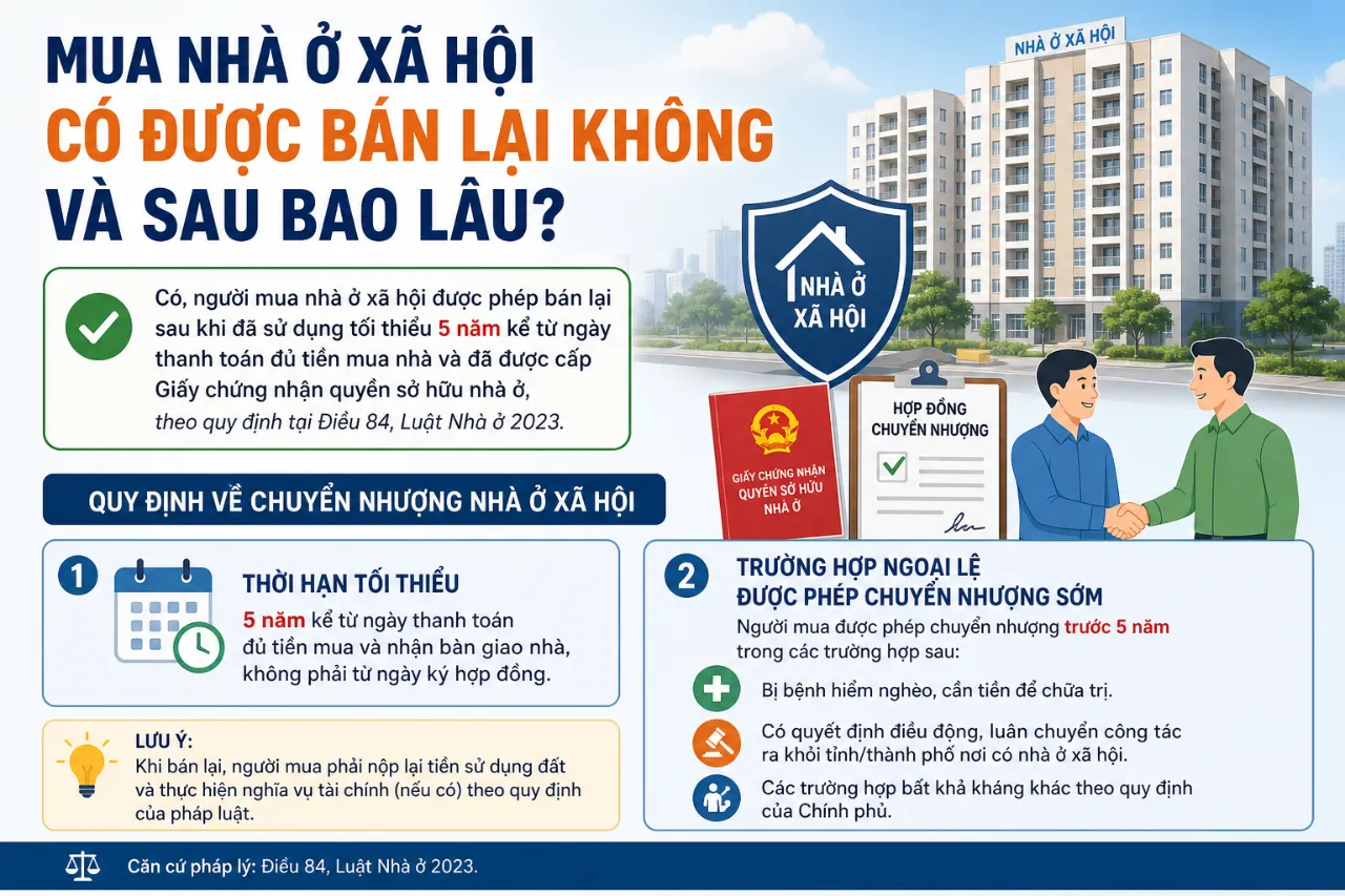 Mua nhà ở xã hội có được bán lại không và sau bao lâu?