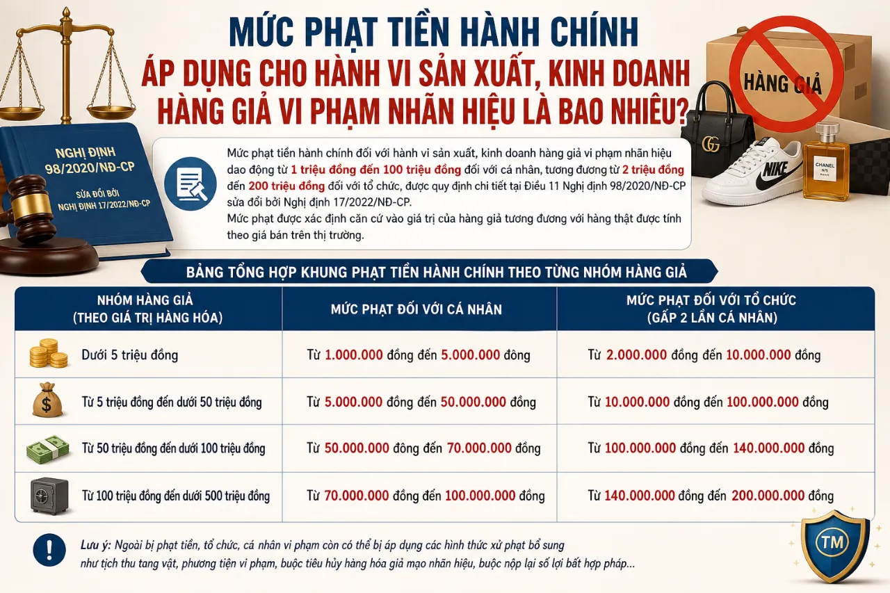 Mức Phạt Tiền Hành Chính Áp Dụng Cho Hành Vi Sản Xuất, Kinh Doanh Hàng Giả Vi Phạm Nhãn Hiệu Là Bao Nhiêu?