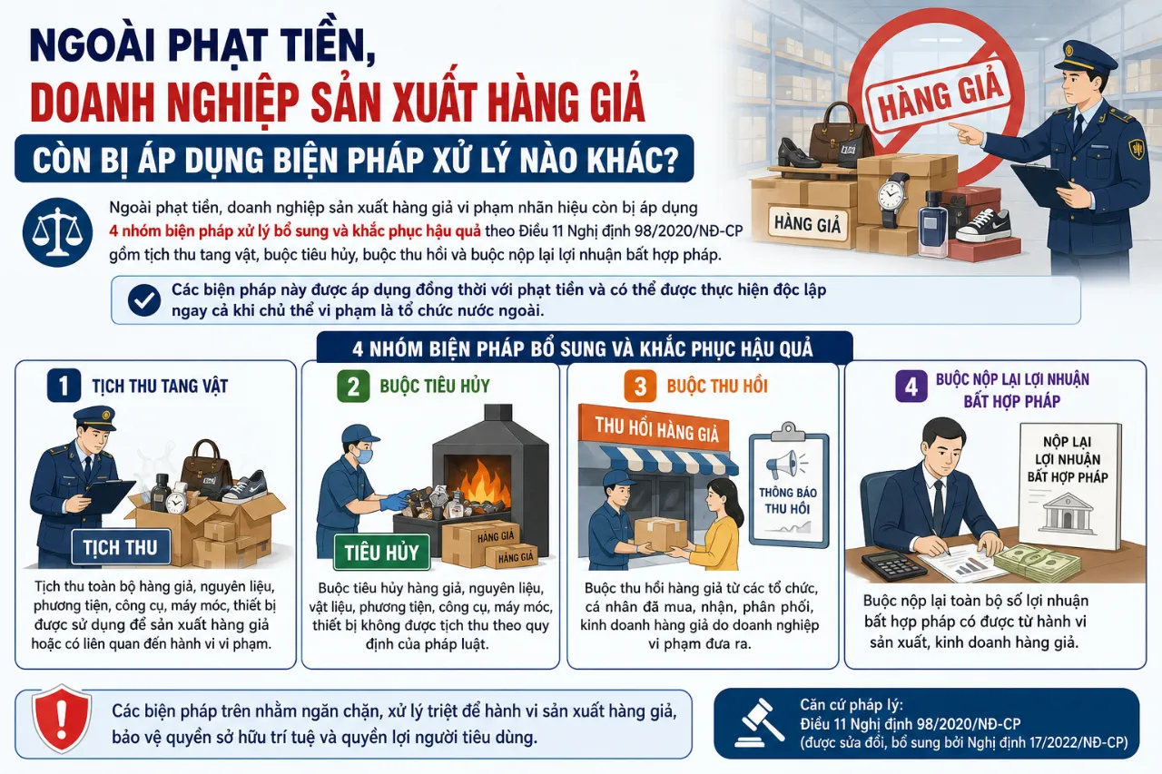 Ngoài Phạt Tiền, Doanh Nghiệp Sản Xuất Hàng Giả Còn Bị Áp Dụng Biện Pháp Xử Lý Nào Khác?