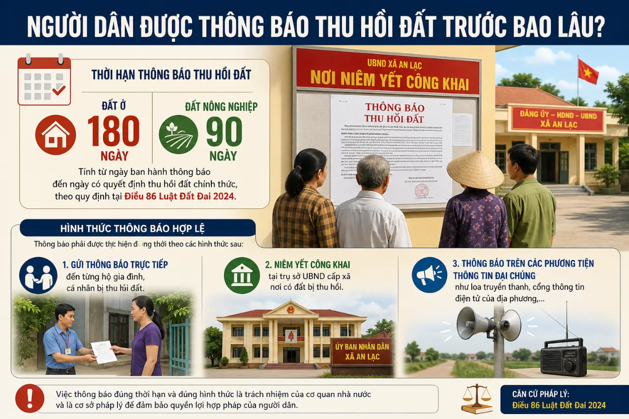Người Dân Được Thông Báo Thu Hồi Đất Trước Bao Lâu?