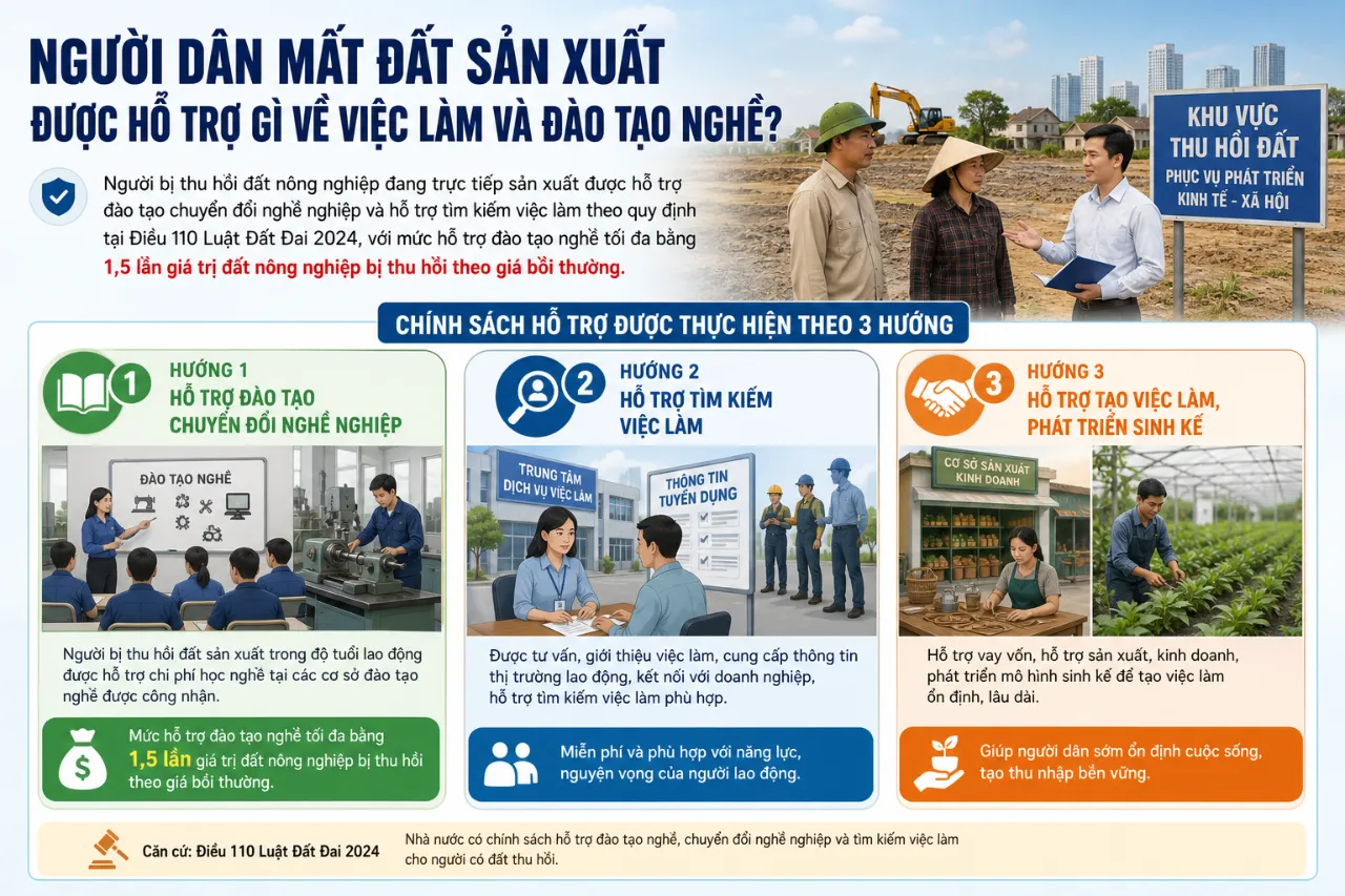 Người Dân Mất Đất Sản Xuất Được Hỗ Trợ Gì Về Việc Làm Và Đào Tạo Nghề?
