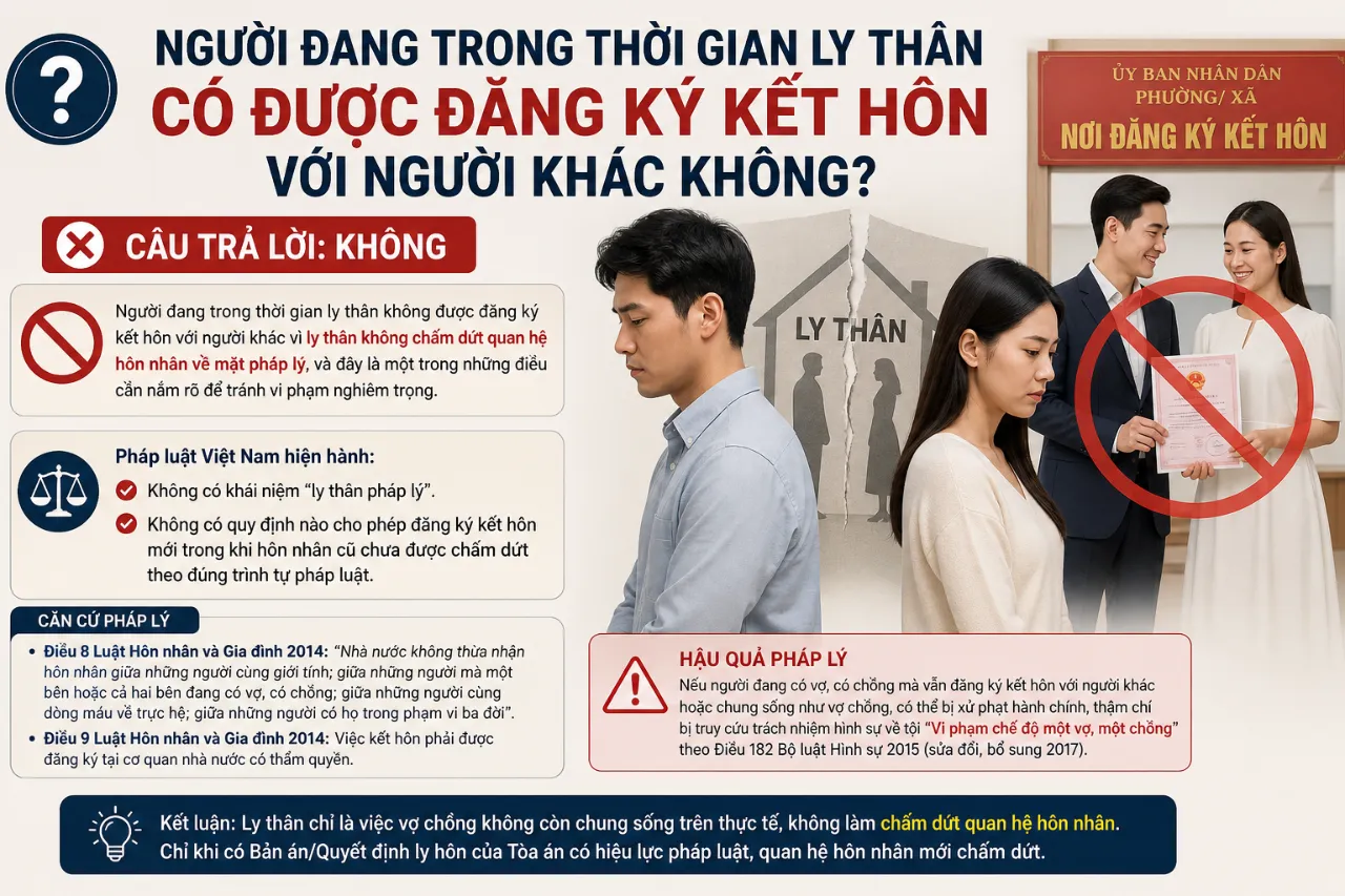 Người Đang Trong Thời Gian Ly Thân Có Được Đăng Ký Kết Hôn Với Người Khác Không?