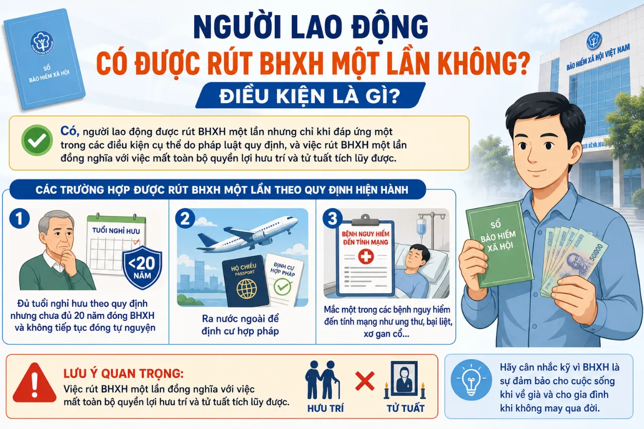 Người Lao Động Có Được Rút BHXH Một Lần Không? Điều Kiện Là Gì?