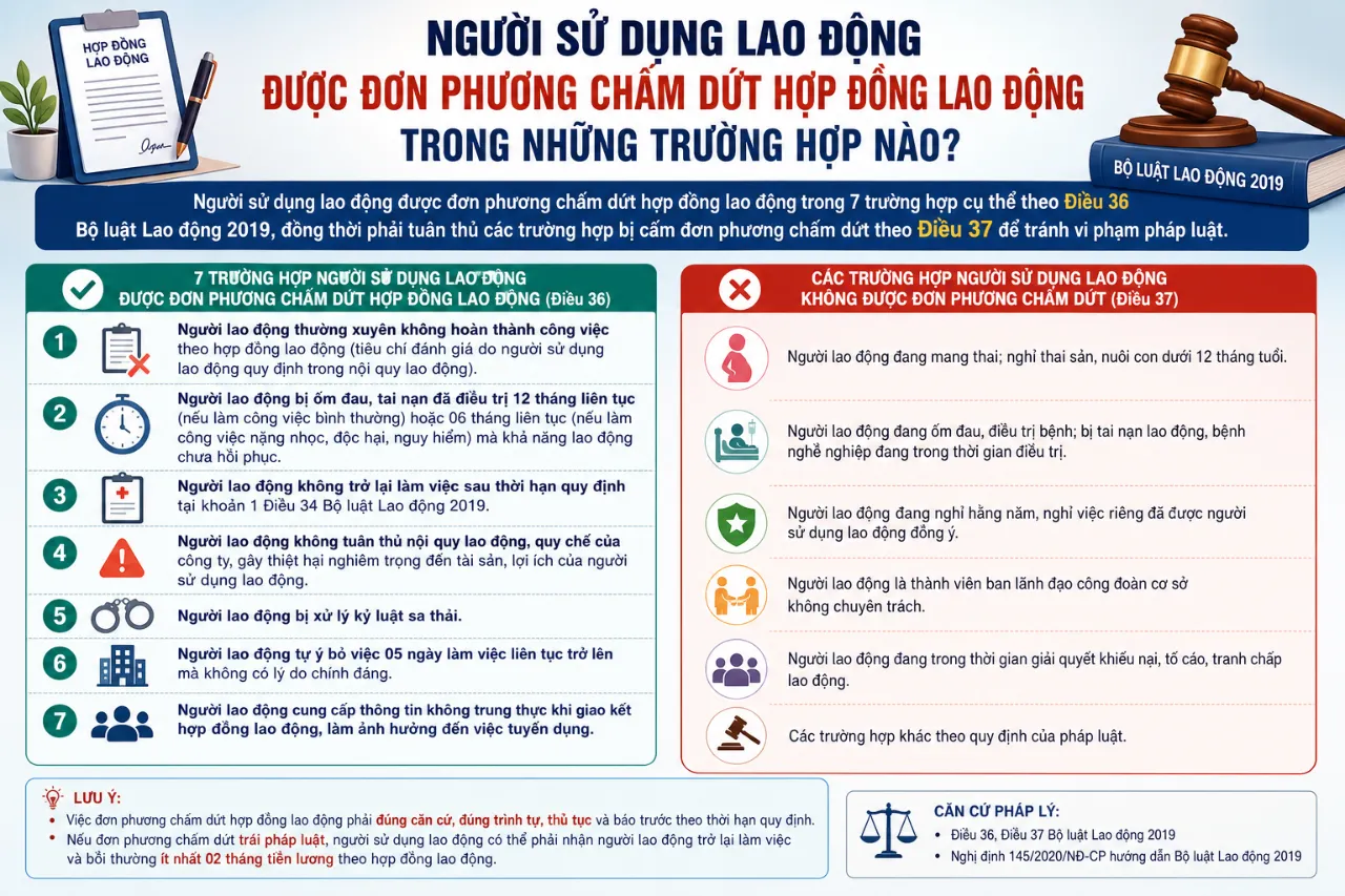 Người Sử Dụng Lao Động Được Đơn Phương Chấm Dứt Hợp Đồng Lao Động Trong Những Trường Hợp Nào?
