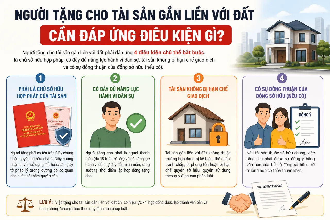 Người tặng cho tài sản gắn liền với đất cần đáp ứng điều kiện gì?