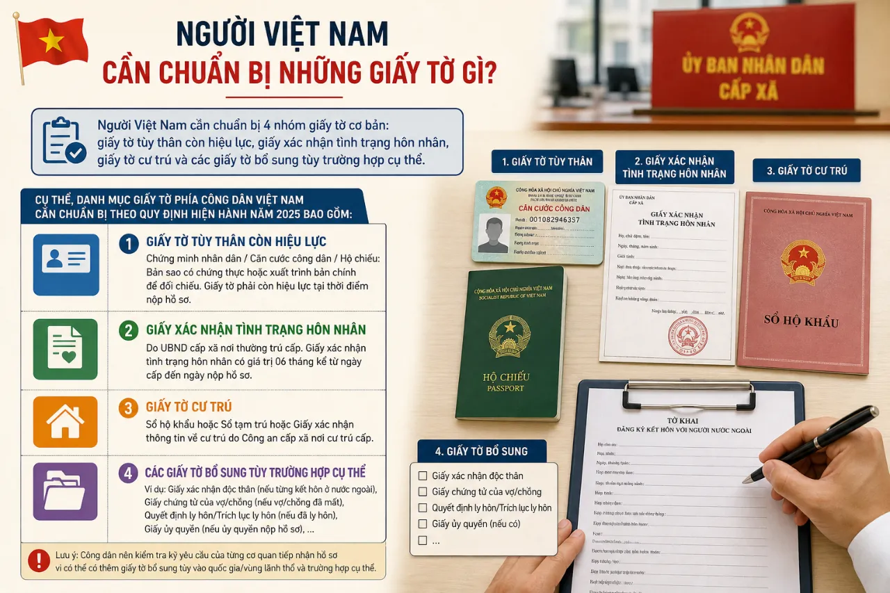 Thủ Tục Đăng Ký Kết Hôn Với Người Nước Ngoài: Hồ Sơ, Điều Kiện & Quy Trình Mới Nhất 2025