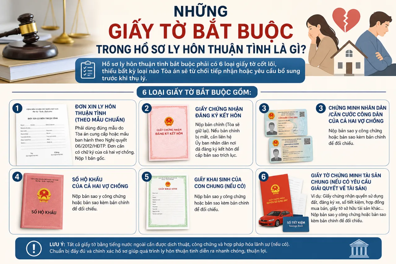 Những Giấy Tờ Bắt Buộc Trong Hồ Sơ Ly Hôn Thuận Tình Là Gì?