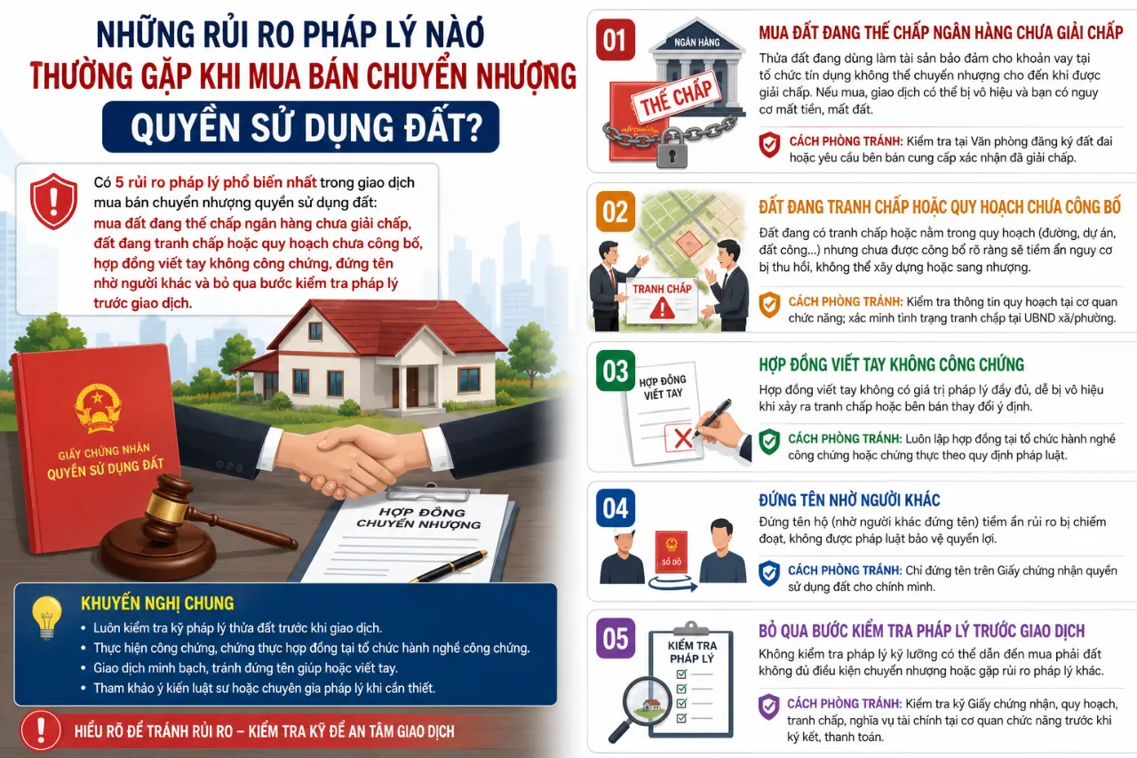 Những Rủi Ro Pháp Lý Nào Thường Gặp Khi Mua Bán Chuyển Nhượng Quyền Sử Dụng Đất?
