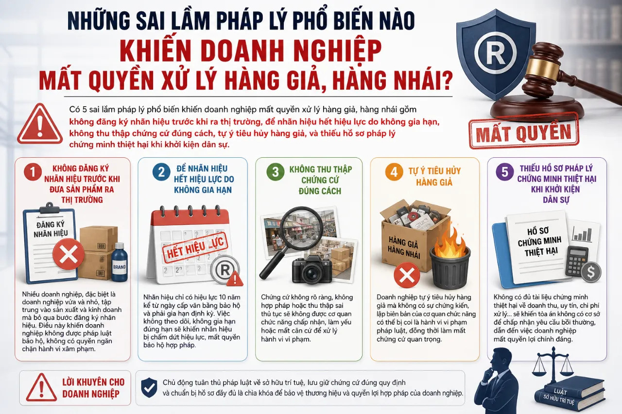 Những Sai Lầm Pháp Lý Phổ Biến Nào Khiến Doanh Nghiệp Mất Quyền Xử Lý Hàng Giả, Hàng Nhái?
