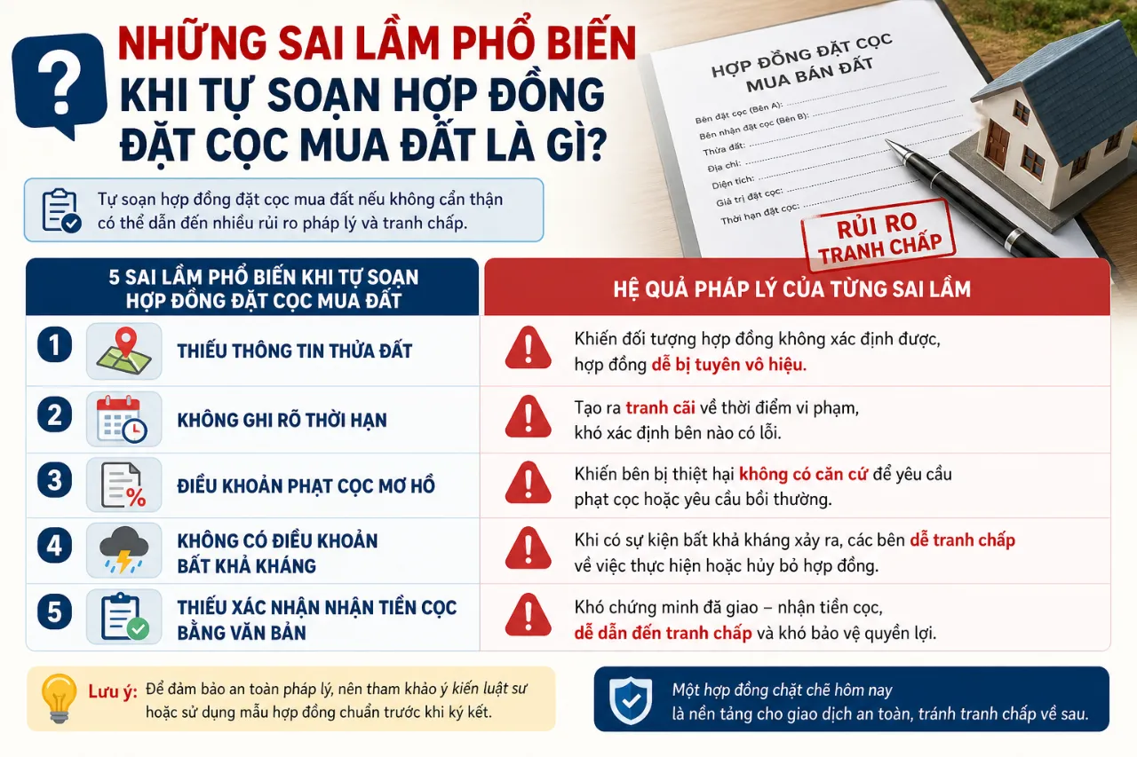 Những Sai Lầm Phổ Biến Khi Tự Soạn Hợp Đồng Đặt Cọc Mua Đất Là Gì?