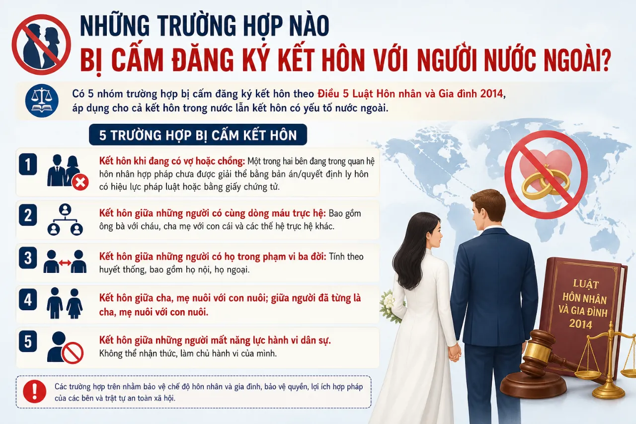 Những Trường Hợp Nào Bị Cấm Đăng Ký Kết Hôn Với Người Nước Ngoài?
