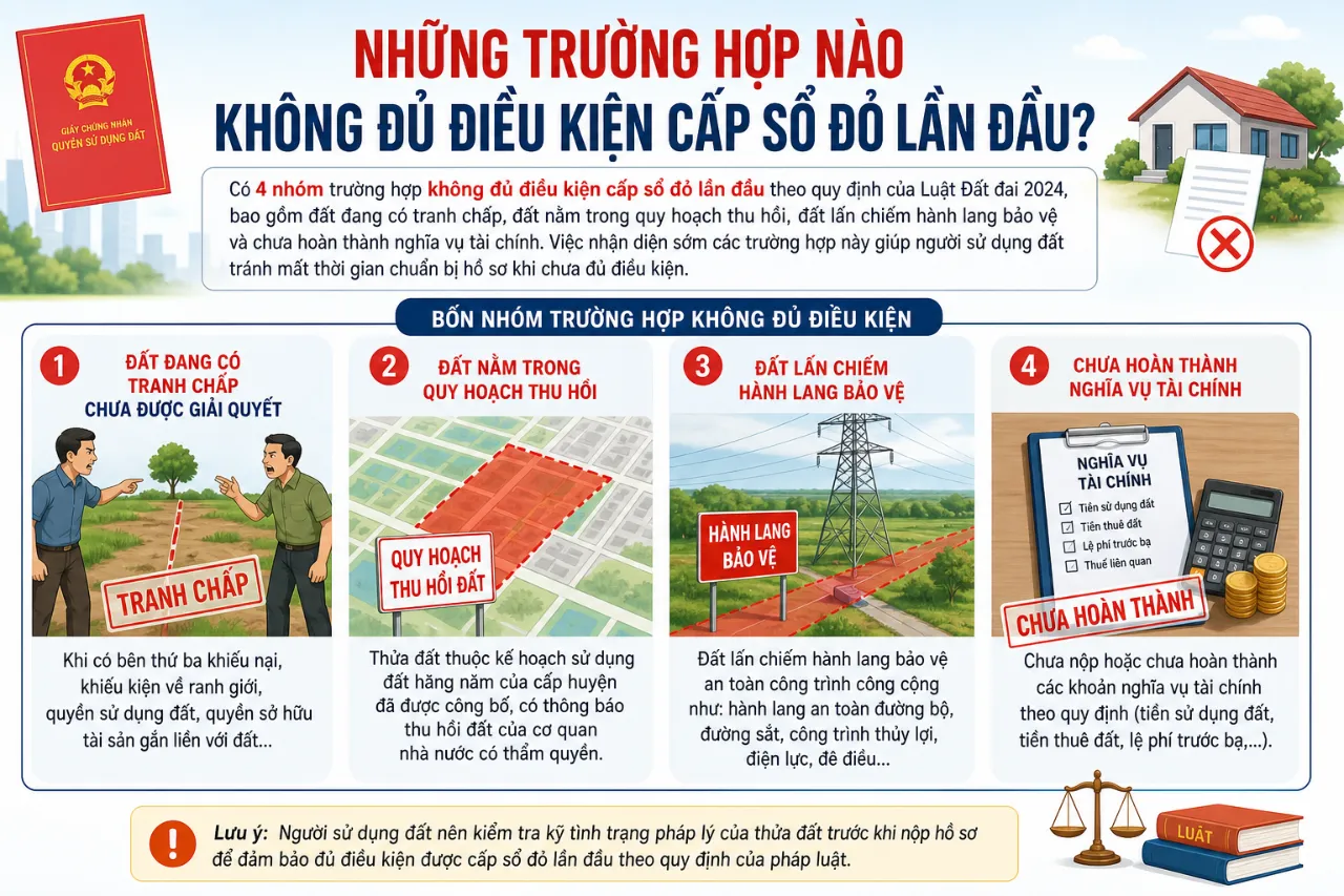 Những Trường Hợp Nào Không Đủ Điều Kiện Cấp Sổ Đỏ Lần Đầu?