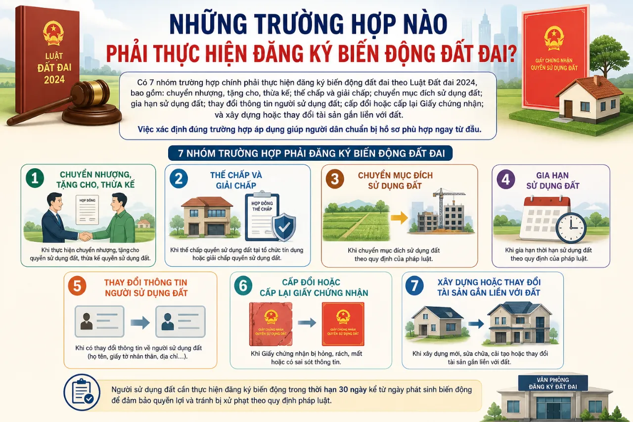 Những Trường Hợp Nào Phải Thực Hiện Đăng Ký Biến Động Đất Đai?