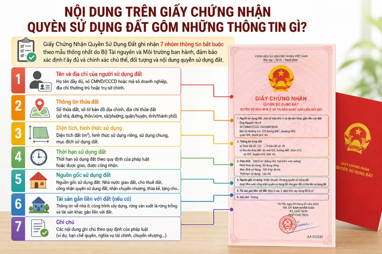 Nội Dung Trên Giấy Chứng Nhận Quyền Sử Dụng Đất Gồm Những Thông Tin Gì?