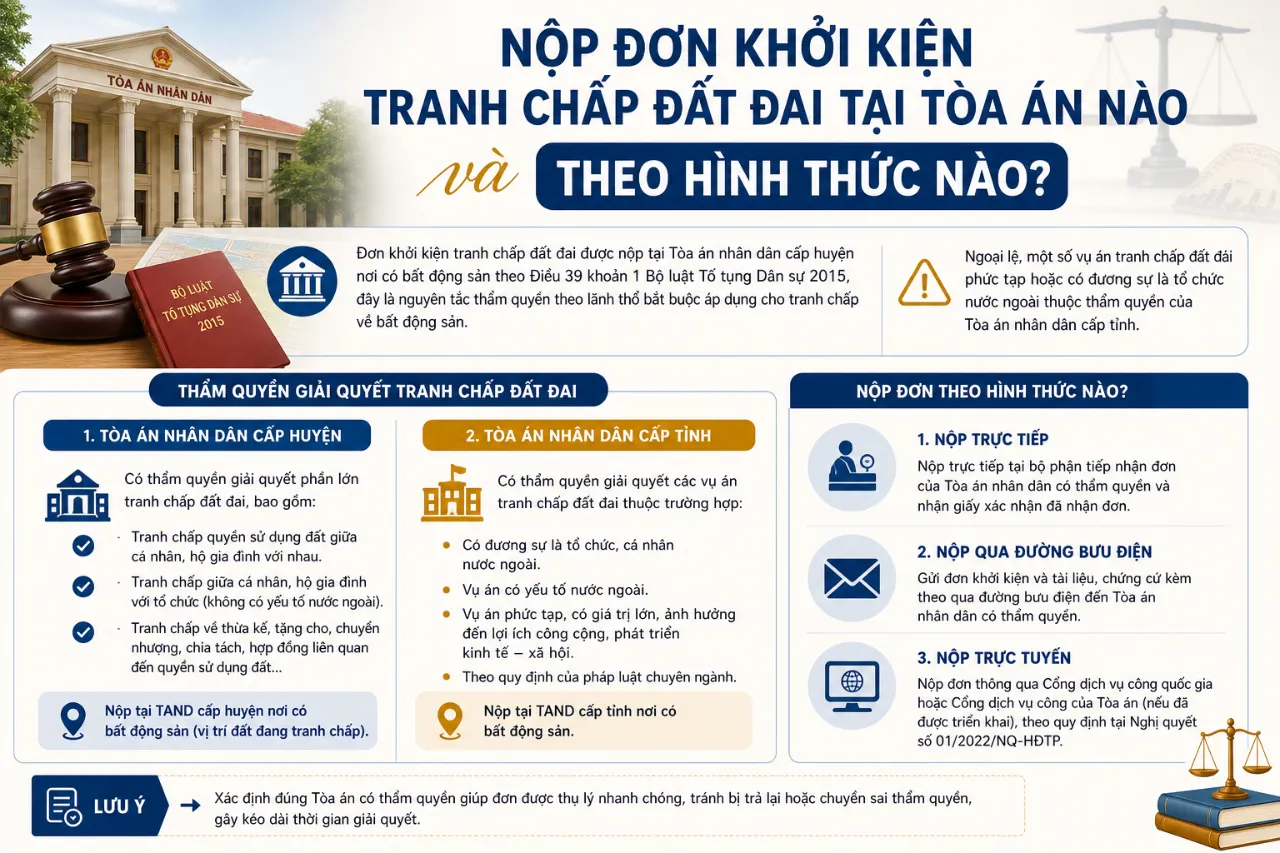 Nộp Đơn Khởi Kiện Tranh Chấp Đất Đai Tại Tòa Án Nào và### Nộp Đơn Khởi Kiện Tranh Chấp Đất Đai Tại Tòa Án Nào và Theo Hình Thức Nào?