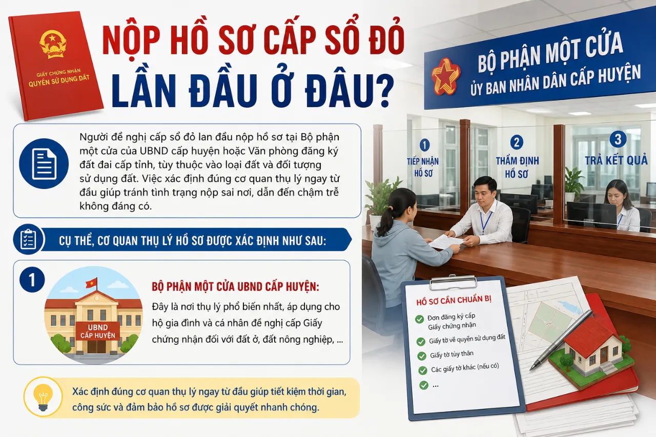 Nộp Hồ Sơ Cấp Sổ Đỏ Lần Đầu Ở Đâu?