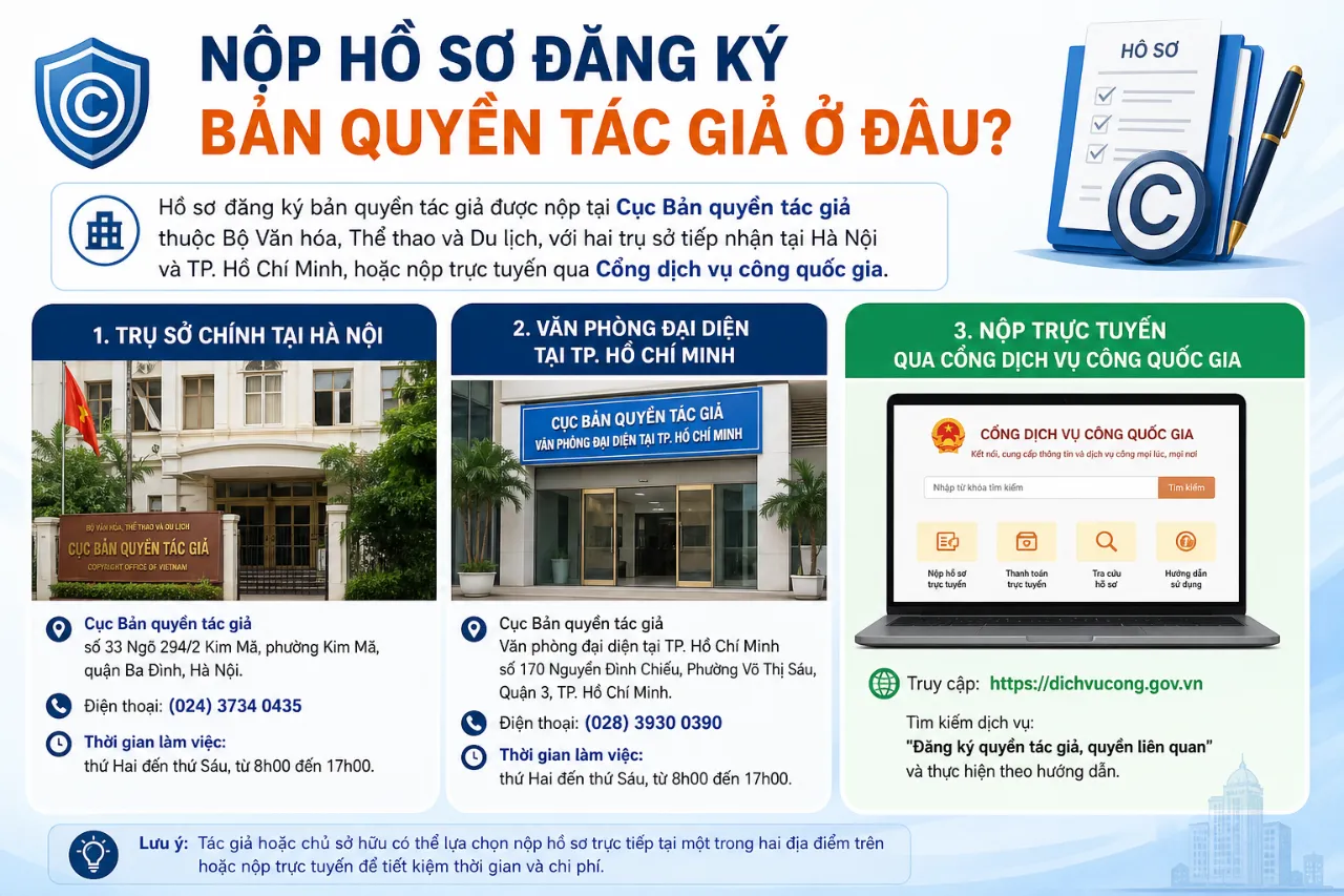 Nộp Hồ Sơ Đăng Ký Bản Quyền Tác Giả Ở Đâu?