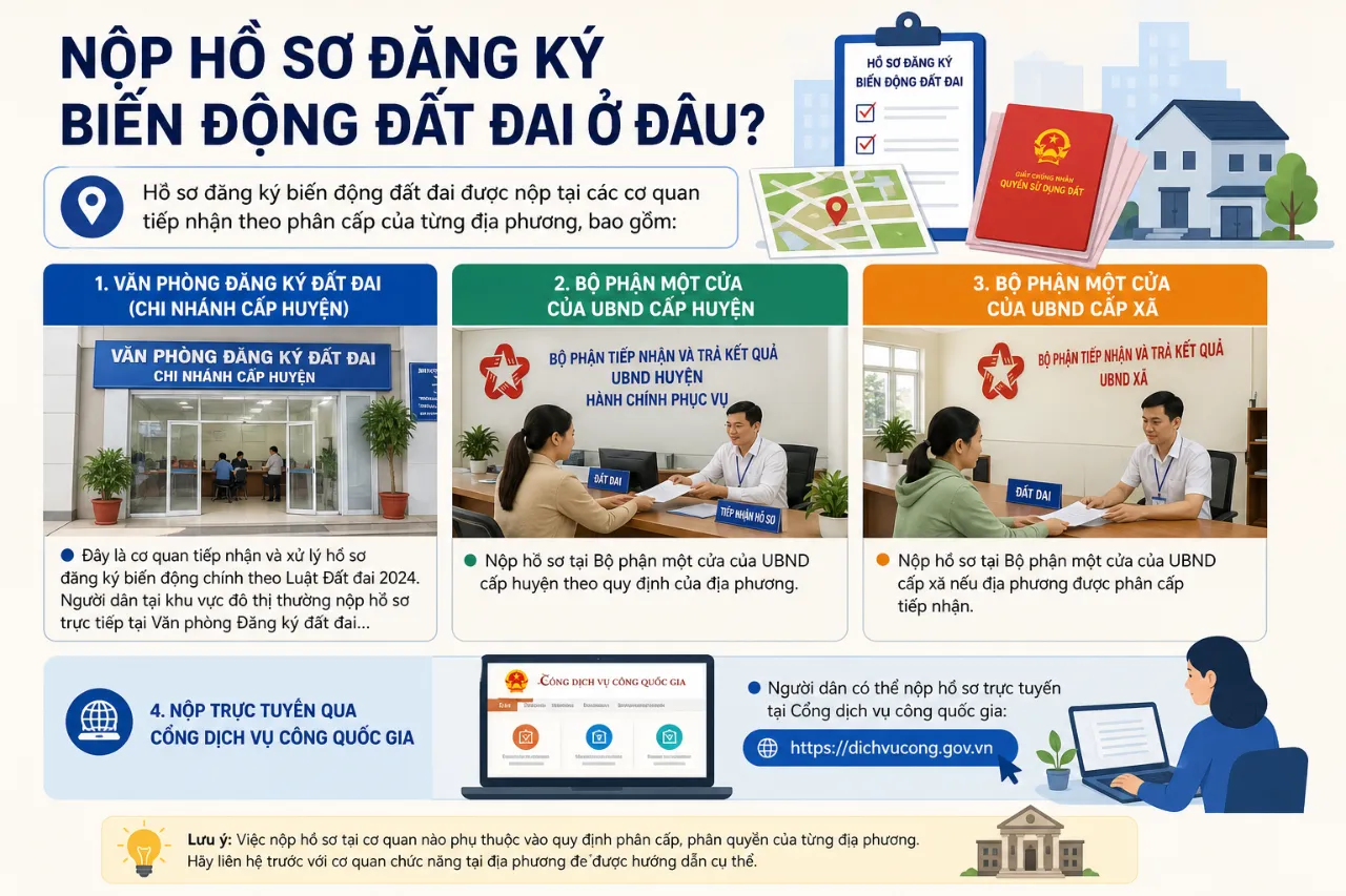 Nộp Hồ Sơ Đăng Ký Biến Động Đất Đai Ở Đâu?