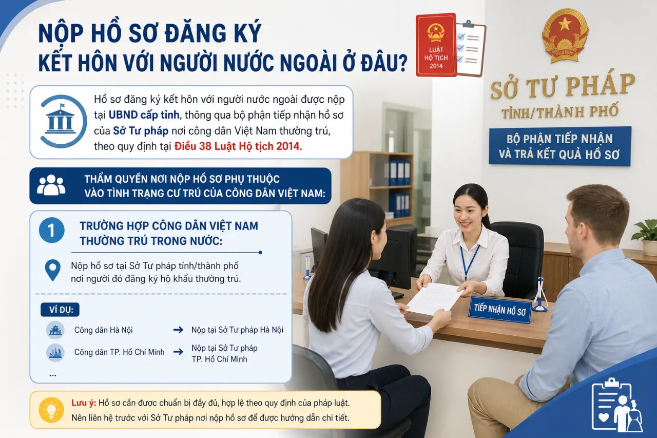 Nộp Hồ Sơ Đăng Ký Kết Hôn Với Người Nước Ngoài Ở Đâu?