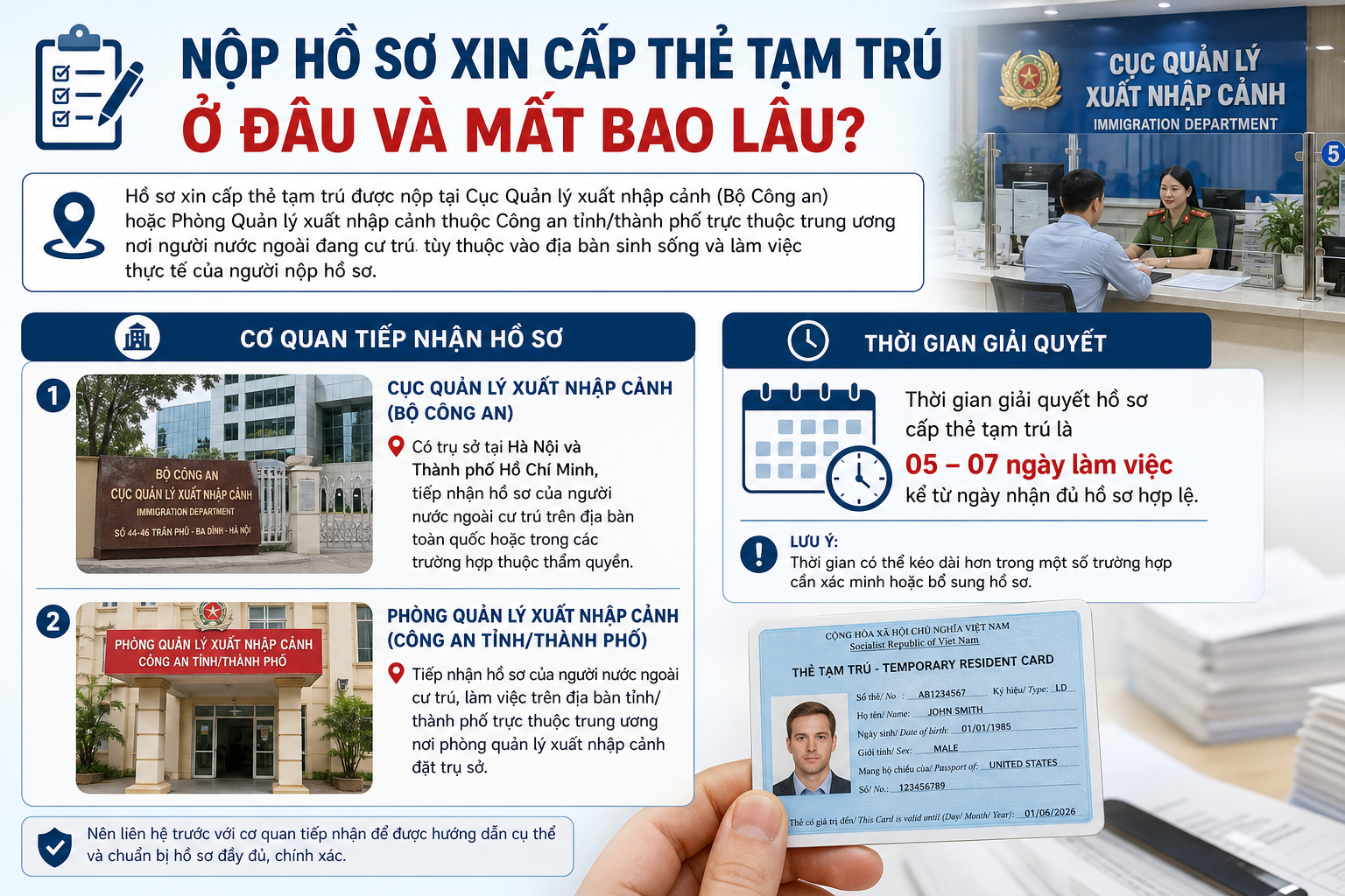 Nộp Hồ Sơ Xin Cấp Thẻ Tạm Trú Ở Đâu Và Mất Bao Lâu?