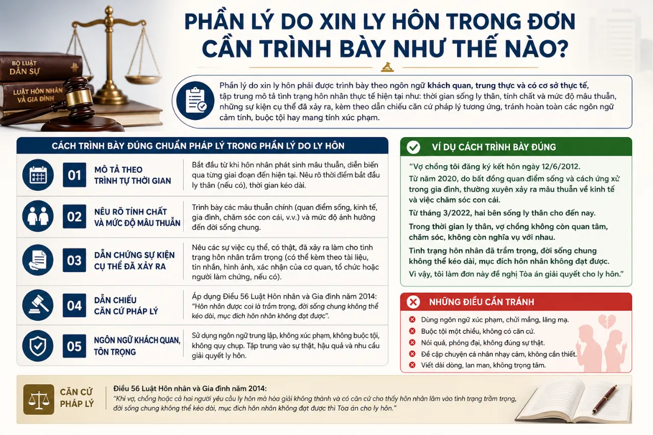 Phần Lý Do Xin Ly Hôn Trong Đơn Cần Trình Bày Như Thế Nào?