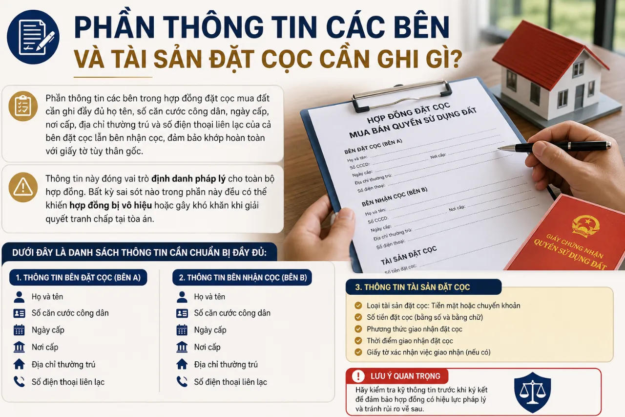 Phần Thông Tin Các Bên Và Tài Sản Đặt Cọc Cần Ghi Gì?