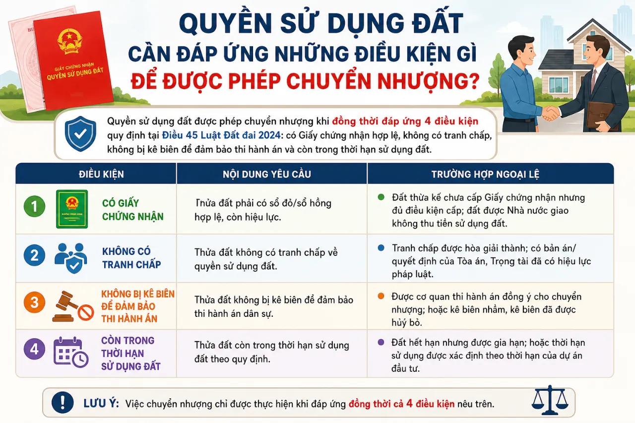 Quyền Sử Dụng Đất Cần Đáp Ứng Những Điều Kiện Gì Để Được Phép Chuyển Nhượng?