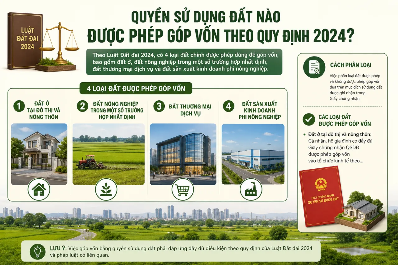 Quyền sử dụng đất nào được phép góp vốn theo quy định 2024?