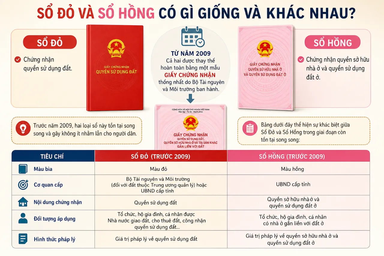 Sổ Đỏ Và Sổ Hồng Có Gì Giống Và Khác Nhau?