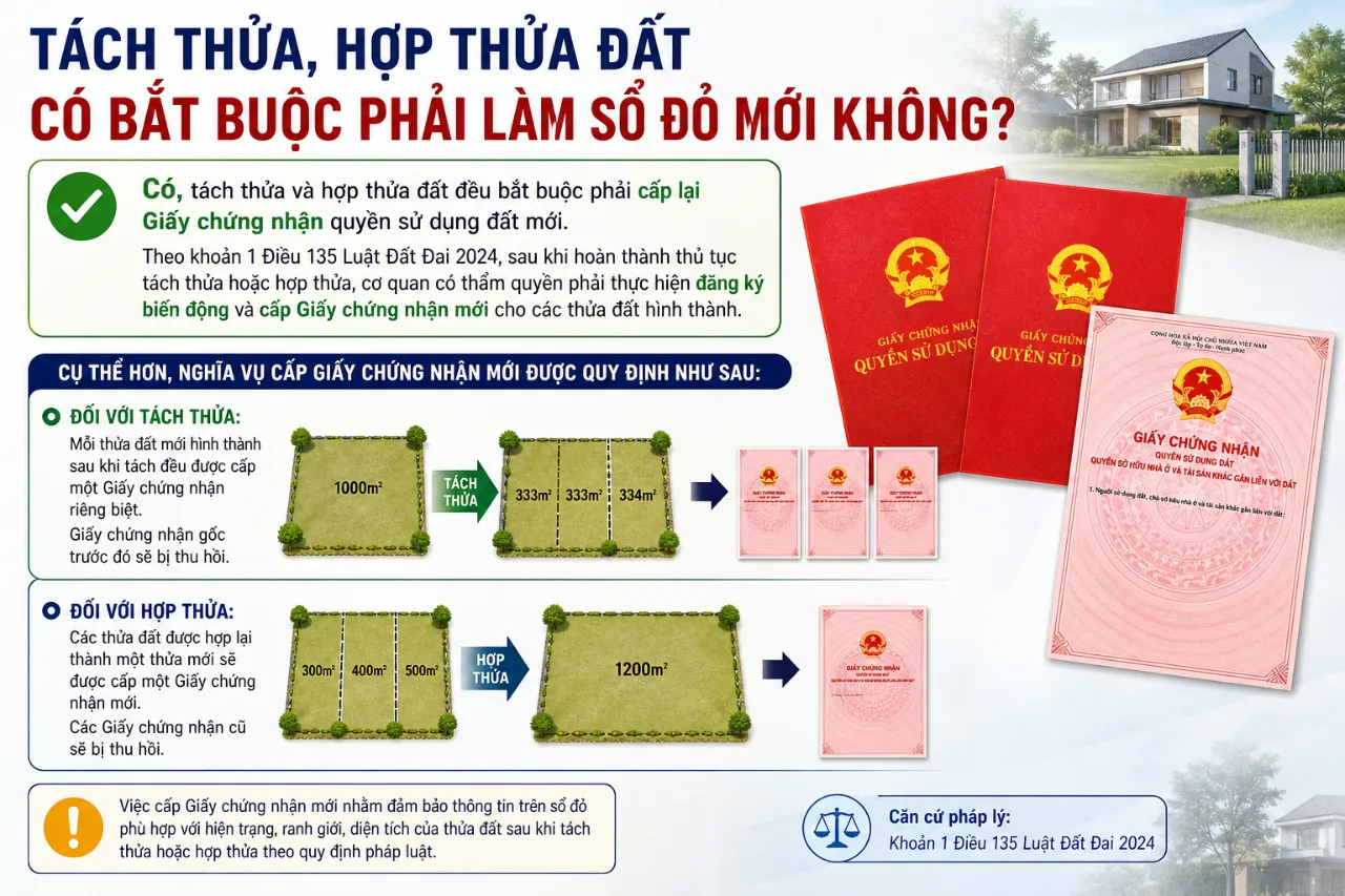 Tách Thửa, Hợp Thửa Đất Có Bắt Buộc Phải Làm Sổ Đỏ Mới Không?