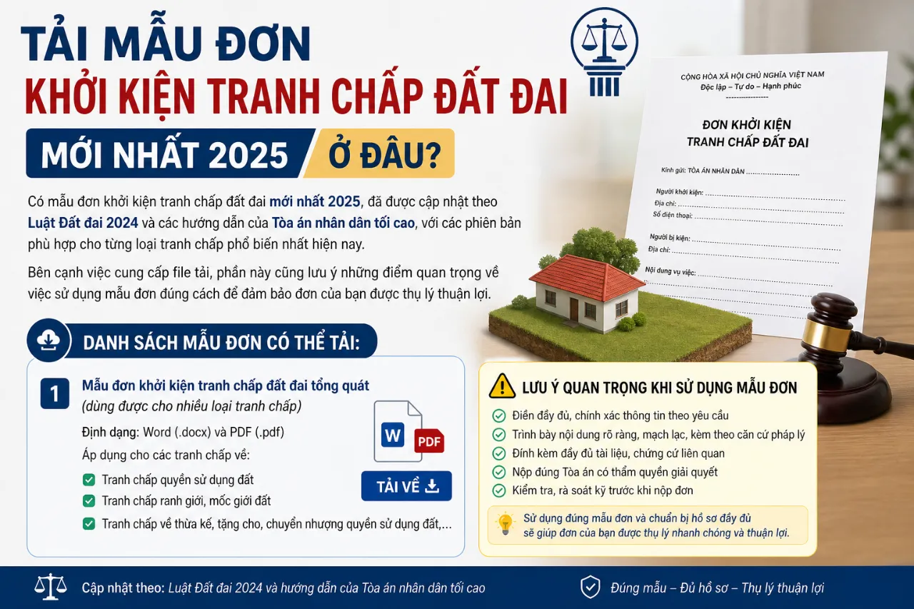 Tải mẫu đơn khởi kiện tranh chấp đất đai mới nhất 2025 ở đâu?