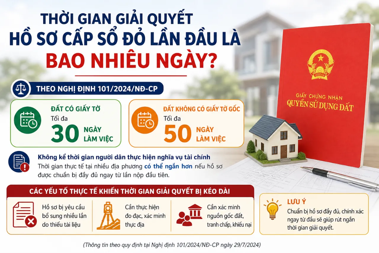 Thời Gian Giải Quyết Hồ Sơ Cấp Sổ Đỏ Lần Đầu Là Bao Nhiêu Ngày?