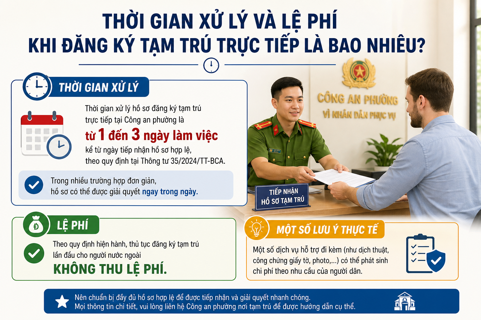 Thời Gian Xử Lý và Lệ Phí Khi Đăng Ký Tạm Trú Trực Tiếp Là Bao Nhiêu?