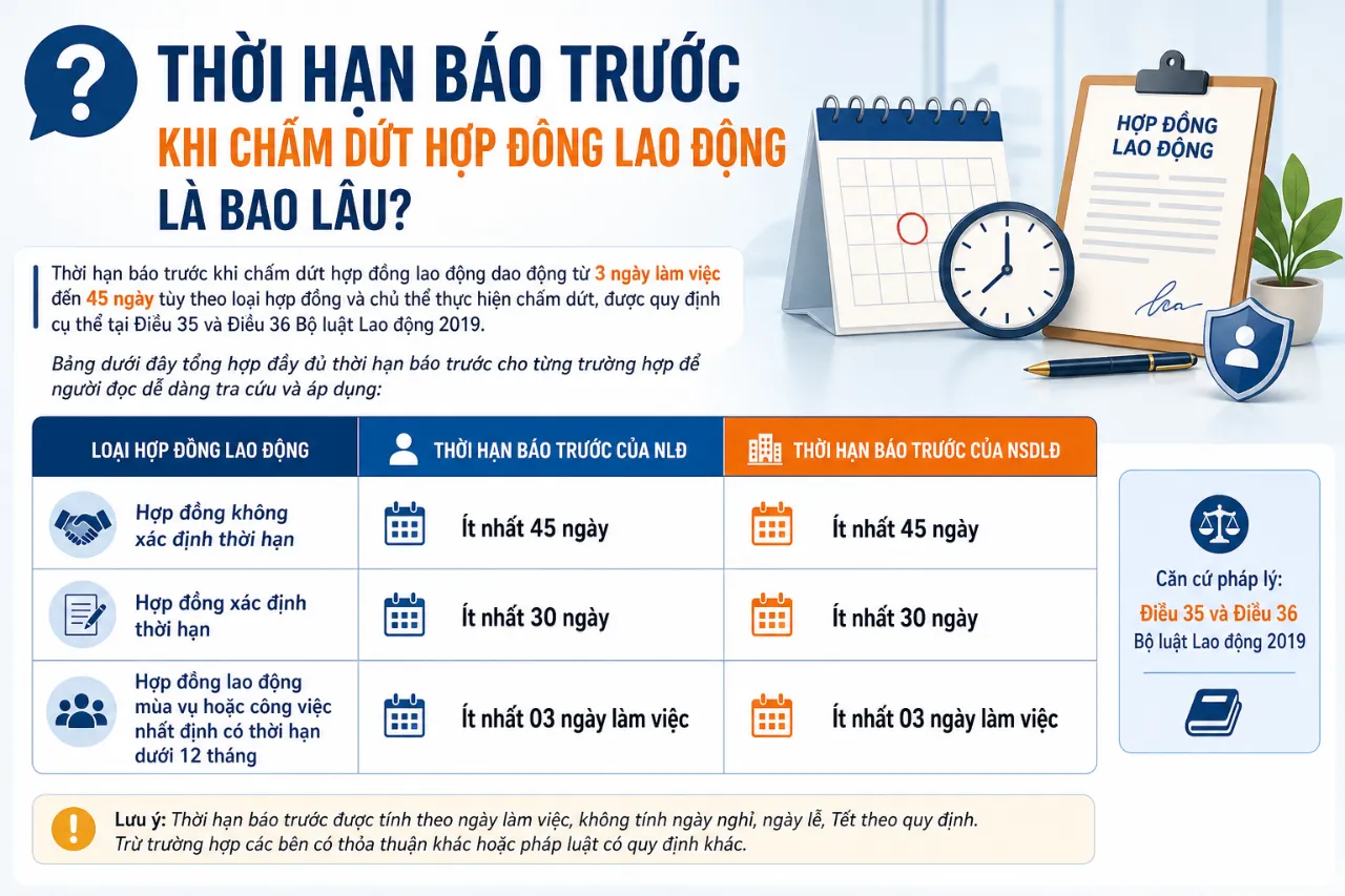 Thời Hạn Báo Trước Khi Chấm Dứt Hợp Đồng Lao Động Là Bao Lâu?