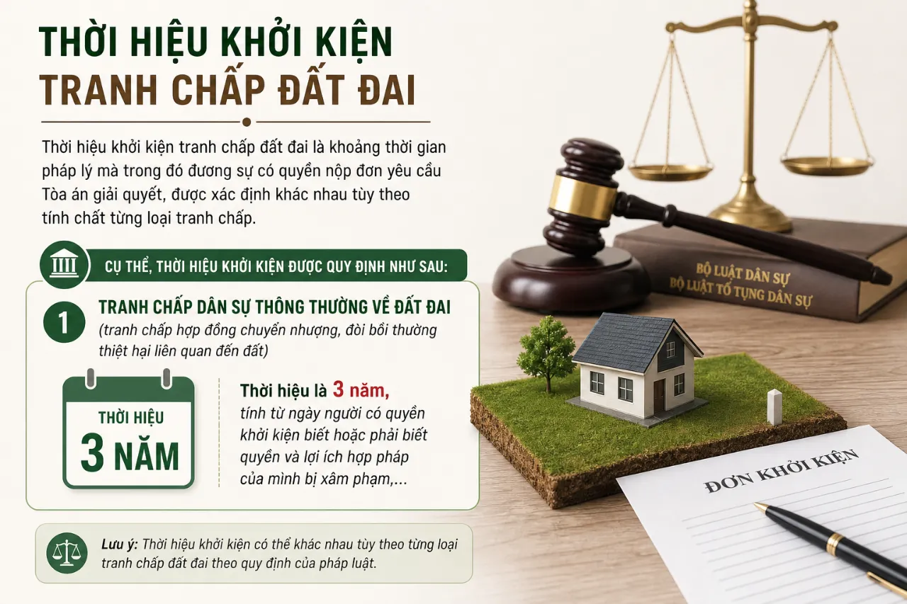 Thời hiệu khởi kiện tranh chấp đất đai được quy định như thế nào?