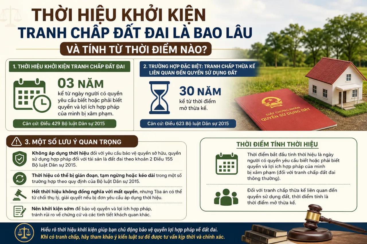 Thời Hiệu Khởi Kiện Tranh Chấp Đất Đai Là Bao Lâu và Tính Từ Thời Điểm Nào?
